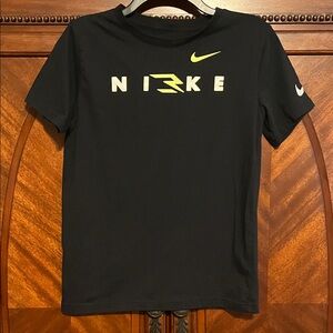Nike Boy’s Black Tee with Vibrant Yellow Accents